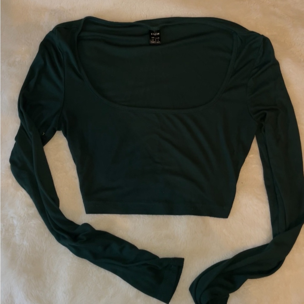 emerald green cropped long sleeve